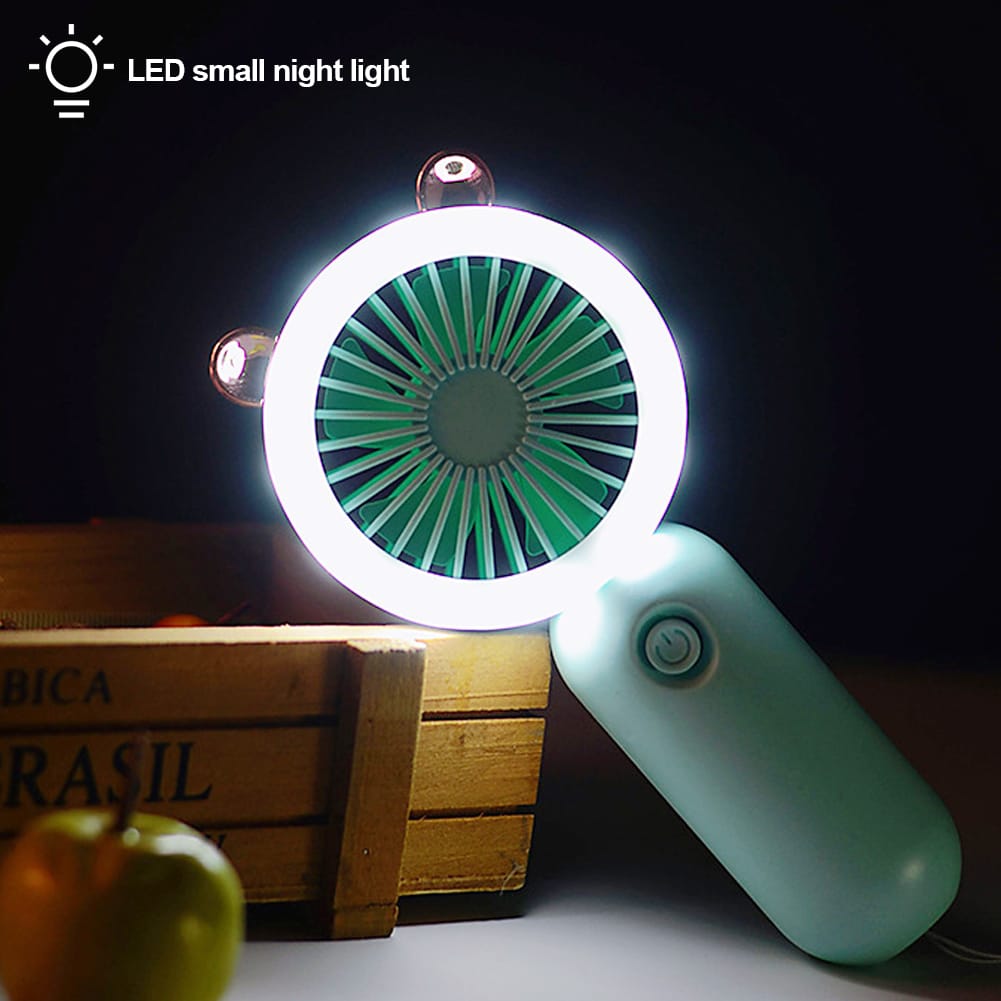 Hand Held Cute Fan With Ring Light