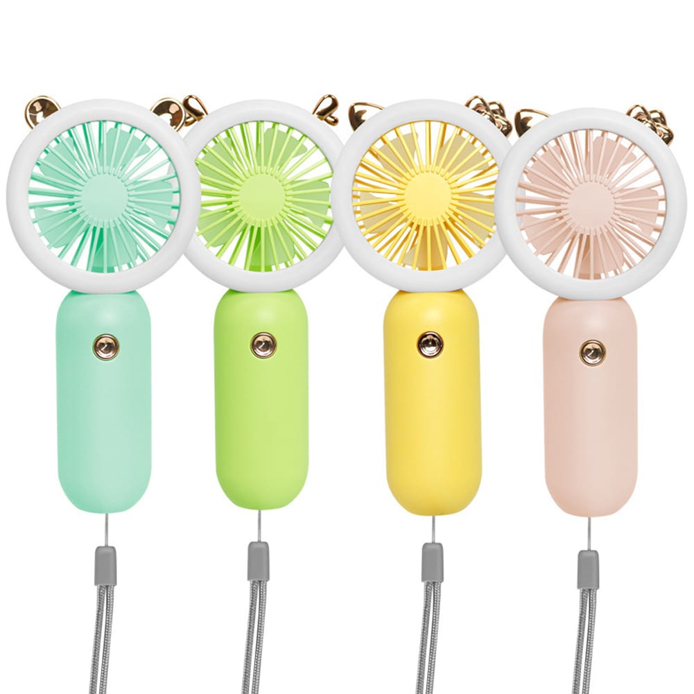 Hand Held Cute Fan With Ring Light